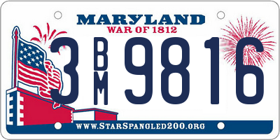 MD license plate 3BM9816