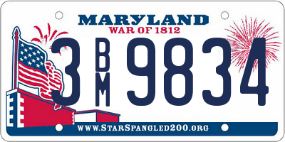 MD license plate 3BM9834