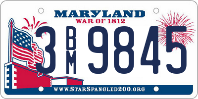 MD license plate 3BM9845