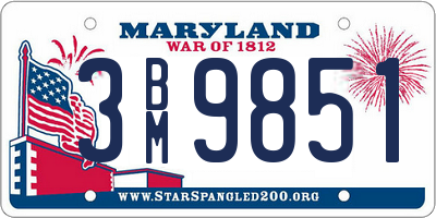 MD license plate 3BM9851