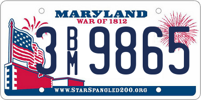 MD license plate 3BM9865