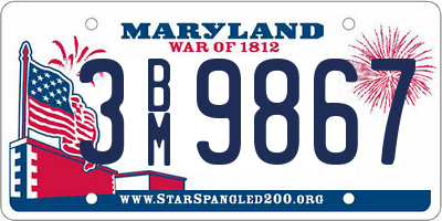 MD license plate 3BM9867