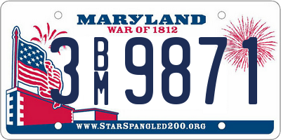 MD license plate 3BM9871