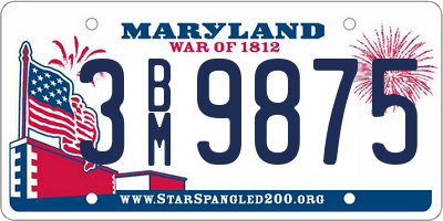 MD license plate 3BM9875
