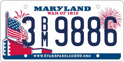 MD license plate 3BM9886