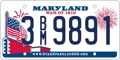 MD license plate 3BM9891