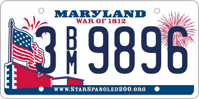 MD license plate 3BM9896