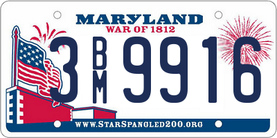 MD license plate 3BM9916