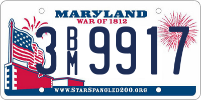 MD license plate 3BM9917