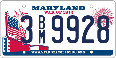 MD license plate 3BM9928