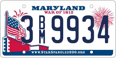 MD license plate 3BM9934