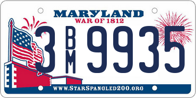 MD license plate 3BM9935