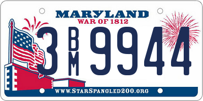 MD license plate 3BM9944