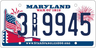 MD license plate 3BM9945