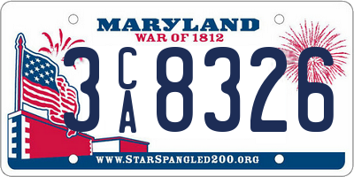 MD license plate 3CA8326