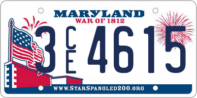 MD license plate 3CE4615