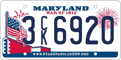 MD license plate 3CK6920