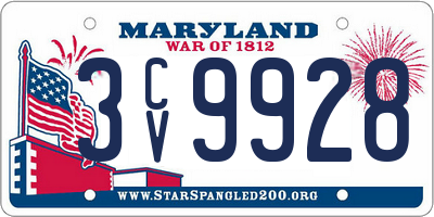 MD license plate 3CV9928