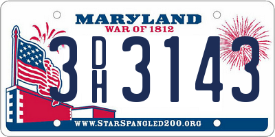 MD license plate 3DH3143