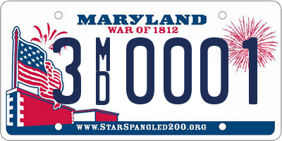 MD license plate 3MD0001