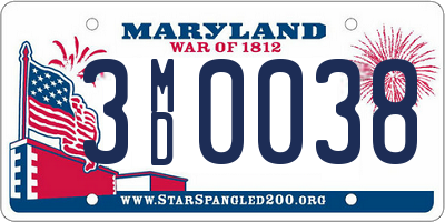 MD license plate 3MD0038