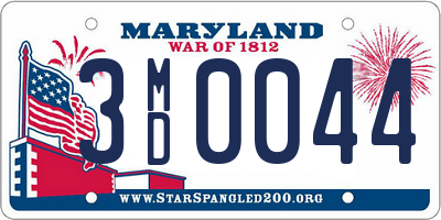 MD license plate 3MD0044