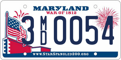 MD license plate 3MD0054