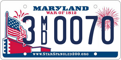 MD license plate 3MD0070