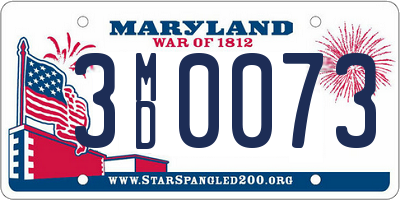 MD license plate 3MD0073