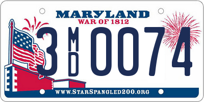 MD license plate 3MD0074