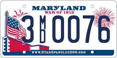 MD license plate 3MD0076