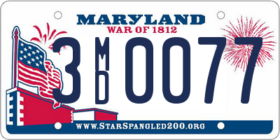 MD license plate 3MD0077