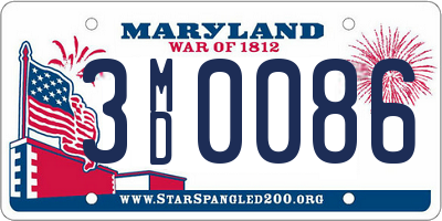 MD license plate 3MD0086