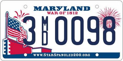 MD license plate 3MD0098