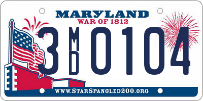 MD license plate 3MD0104