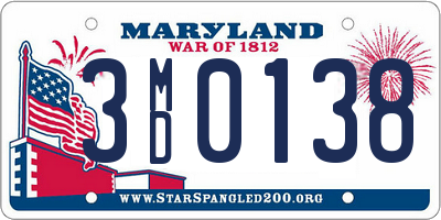 MD license plate 3MD0138