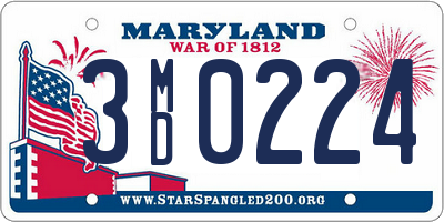 MD license plate 3MD0224