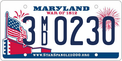 MD license plate 3MD0230