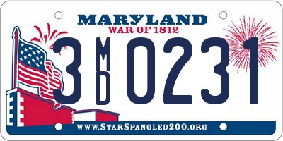 MD license plate 3MD0231