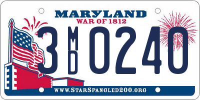 MD license plate 3MD0240