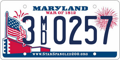 MD license plate 3MD0257