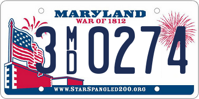 MD license plate 3MD0274