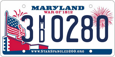 MD license plate 3MD0280