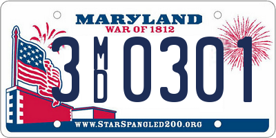 MD license plate 3MD0301