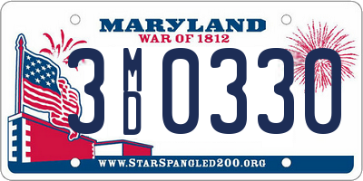 MD license plate 3MD0330