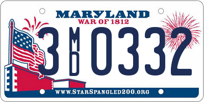 MD license plate 3MD0332