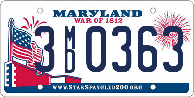 MD license plate 3MD0363