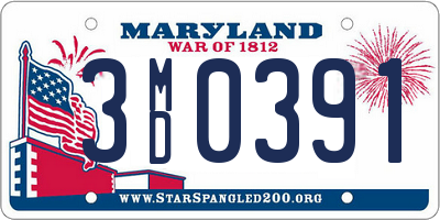 MD license plate 3MD0391