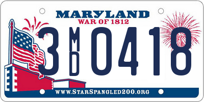 MD license plate 3MD0418
