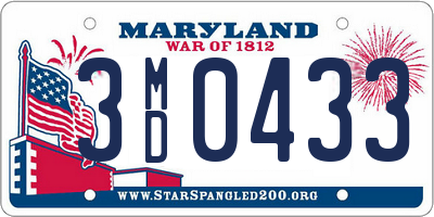 MD license plate 3MD0433